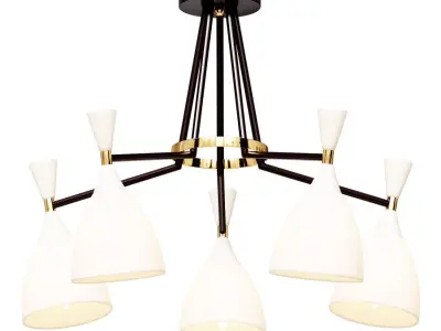 Hanging chandelier Oliver M with white shades 3D model