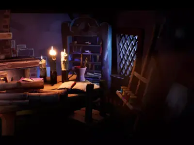 Stylized Wizard Room Low-poly 3D model