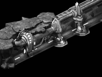 Mountain drainage pipe - wall 01 3D model