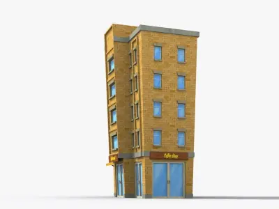 Cartoon Building x33 Low-poly 3D model