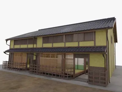 Traditional Kyoto Style row house in Japan 3D model