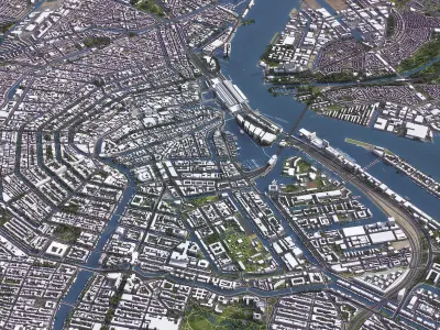 Amsterdam - 3D City Model Low-poly 3D model