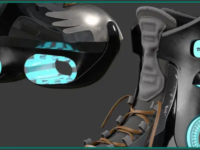 female SCI-FI shoess with texture and smart material 3D model