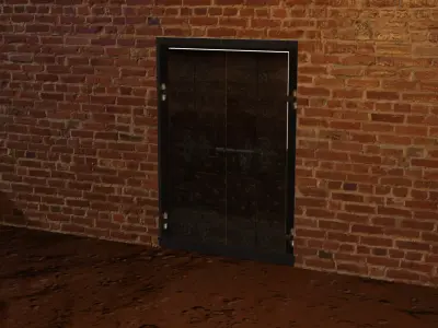 The Door room with brick wall and 3D model