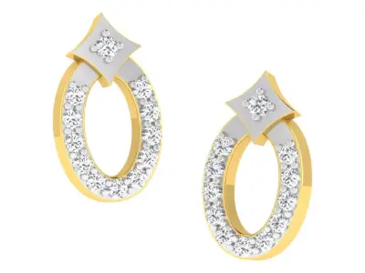 Gold Diamond Women Earring 3D print Model 3D print model 173