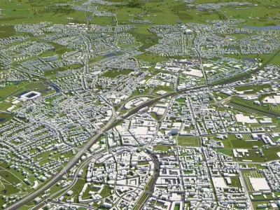 Bielefeld Germany 50x50km 3D City Map 3D model