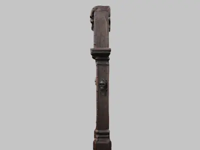 Medieval Fantasy Skull Wooden Door Low-poly 3D model