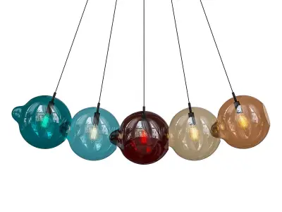 pendulum multi colored glass pendant light 3D model