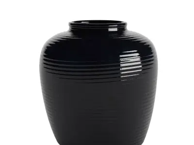 Ribbed Stoneware Table Vase in Noir 3D model