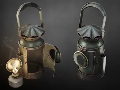 Old railway lamp Low-poly 3D model