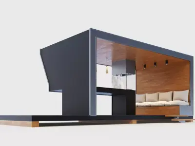 Gazebo with bar counter 3D model