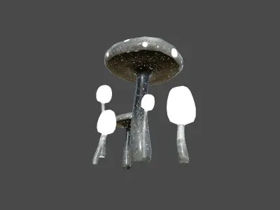 Fantasy Mushroom H10 Black - Scene Backdrop Design Low-poly 3D model