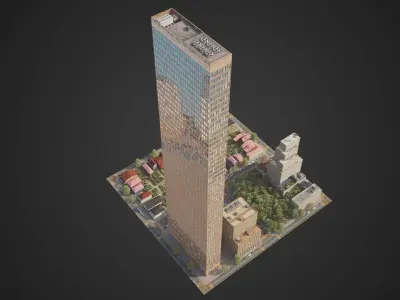 Realistic City District H12-R25 MAYA Low-poly 3D model