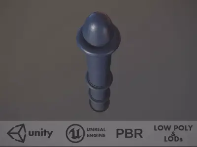 Barrier Bollard pack 5 Blue v2 Low-poly 3D model
