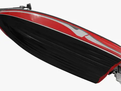  Low Profile Angler Boat With Deck Red Rigged for Cinema 4D 