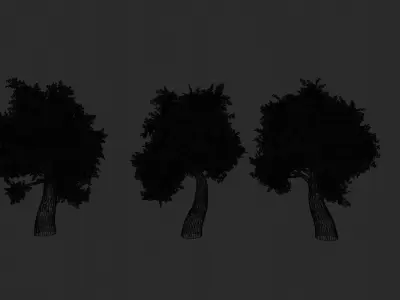 Anime Trees Highpoly 3D model
