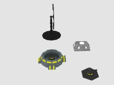 Scifi Space Building  Low-poly 3D model