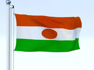 Animated Niger Flag Low-poly 3D model