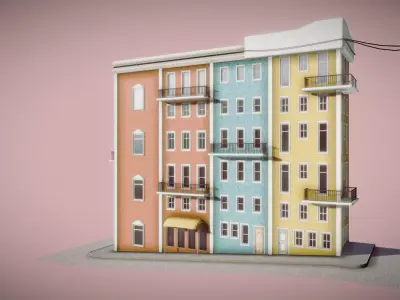 Apartment Block - Portugal Low-poly 3D model