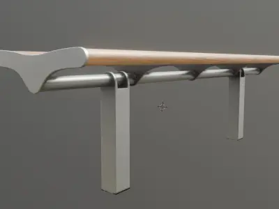 Bench 5 Low-Poly Wood Steel Mixed Version Low-poly 3D model