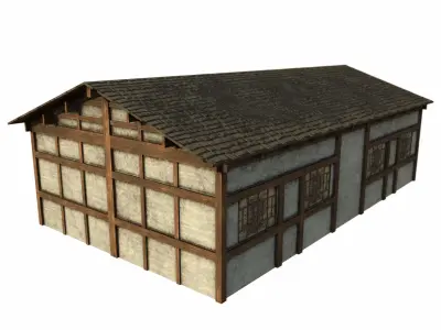 Medieval House Low-poly 3D model 35