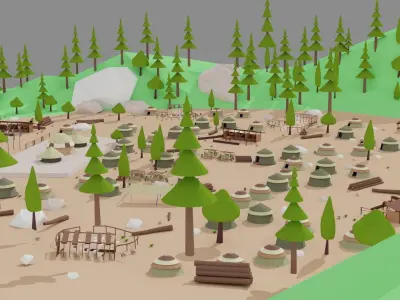 Kayi kabila In Lowpoly Style Low-poly 3D model