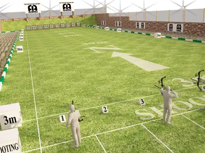 3D archery site with full details and realistic standards 3D model