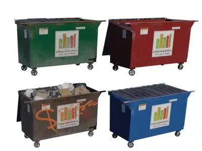 American Alley Dumpster Set Low-poly 3D model