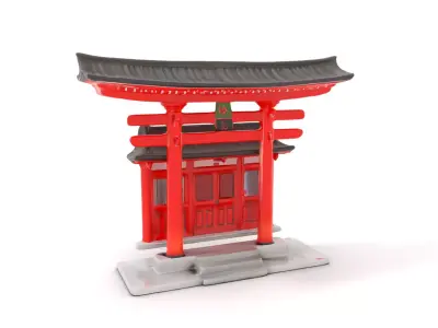 Traditional Red Torii model pack Low-poly 3D model