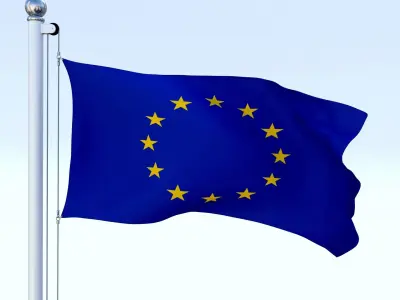 Animated European Union Flag Low-poly 3D model
