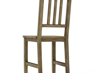 Old Raw Wood Chair Low-poly 3D model