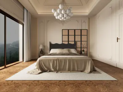 French Style Bedroom 3D Model 3D model