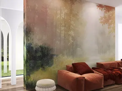 Misty Watercolor Forest Path  Texture