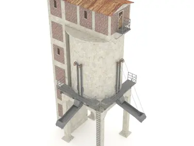 Concrete coal silo 3D model