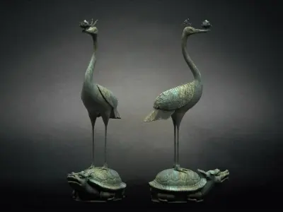 Turtle cultural relics crane model ancient bronze  3D model