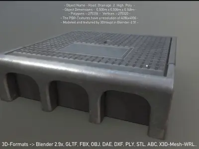 Road Drainage 2 High-Poly and Low-Poly 3D Model Pack