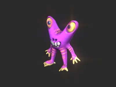 Twin Eye head toy alien  Low-poly 3D model