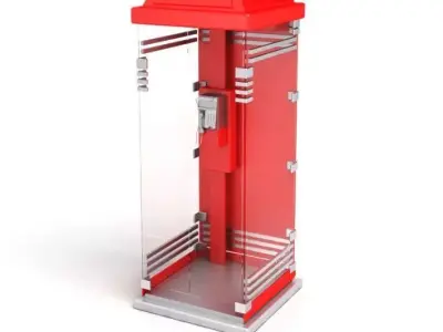 Cabinated Glass Covered Public Telephone Booth 3D model