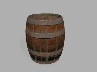 Wooden Barrel Low-poly 3D model