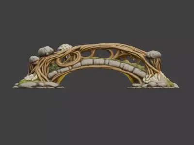 Enchanted Wooden Bridge Low-poly 3D model