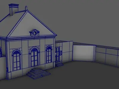 Set of 11 modular house for Game Low-poly 3D model