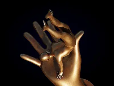 Bronze outdoor street statue Low-poly 3D model