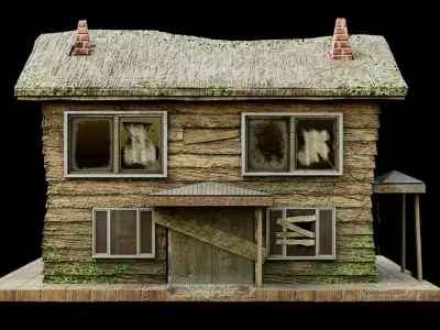 Low-poly Abandoned House  Low-poly 3D model