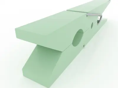 CLOTHES PEG GREEN PLASTIC Low-poly 3D model
