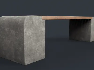 Modern Outdoor Bench 25 PBR Game Ready Low-poly 3D model