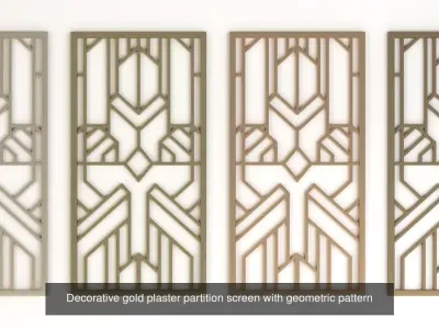 Decorative gold plaster screen with geometric pattern 6 3D Model Pack