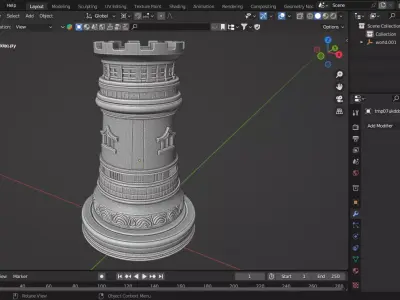 Medieval Japanese Rook Chess Piece 3D print model