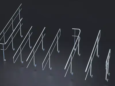 Industrial Metal Staircase Set - 2 Low-poly 3D model