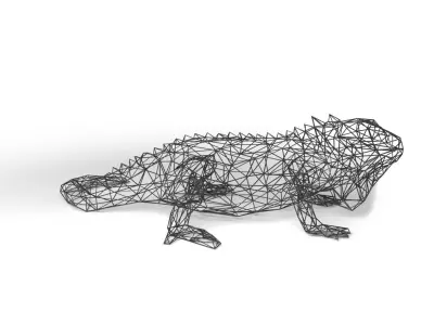 Iguana Wireframe Low-poly 3D model