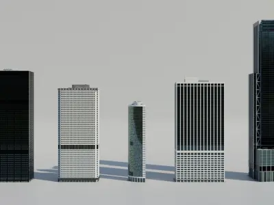 NYC tall skyscrapers Low-poly 3D model